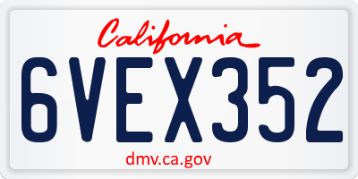 CA license plate 6VEX352
