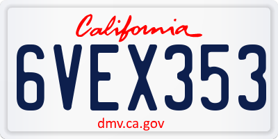 CA license plate 6VEX353