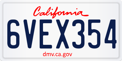 CA license plate 6VEX354