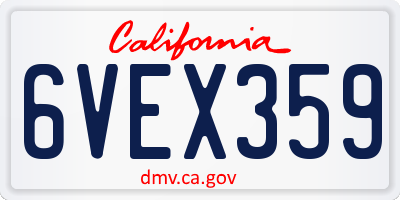 CA license plate 6VEX359