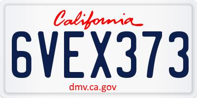 CA license plate 6VEX373