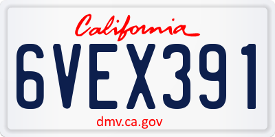 CA license plate 6VEX391