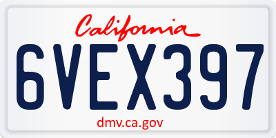 CA license plate 6VEX397