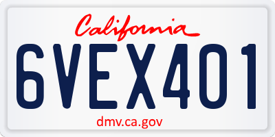 CA license plate 6VEX401
