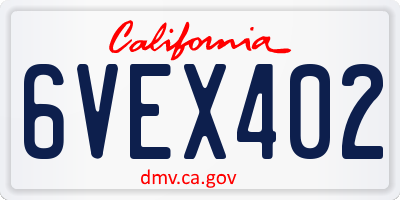 CA license plate 6VEX402
