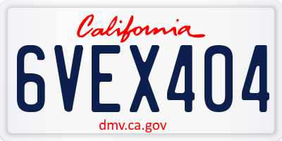 CA license plate 6VEX404