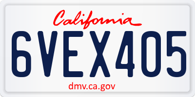 CA license plate 6VEX405