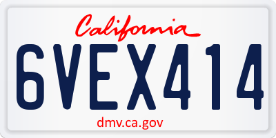 CA license plate 6VEX414