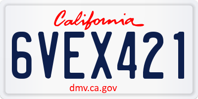 CA license plate 6VEX421