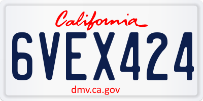 CA license plate 6VEX424