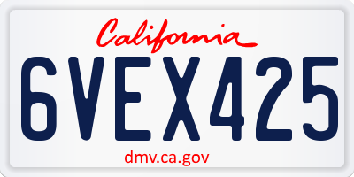 CA license plate 6VEX425