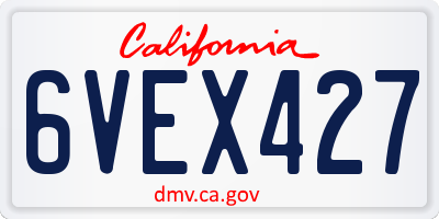 CA license plate 6VEX427