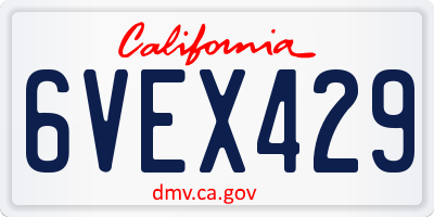 CA license plate 6VEX429