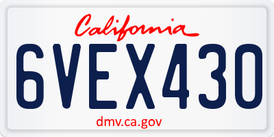 CA license plate 6VEX430