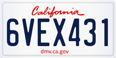 CA license plate 6VEX431