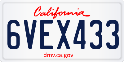 CA license plate 6VEX433