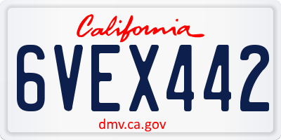 CA license plate 6VEX442