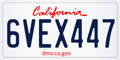 CA license plate 6VEX447