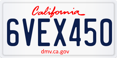 CA license plate 6VEX450