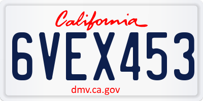 CA license plate 6VEX453