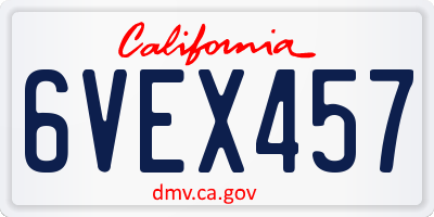 CA license plate 6VEX457