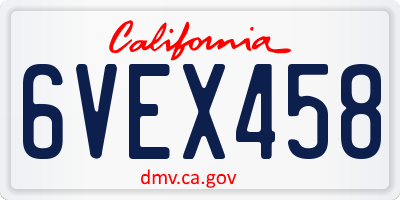 CA license plate 6VEX458