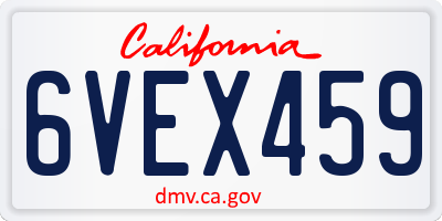 CA license plate 6VEX459