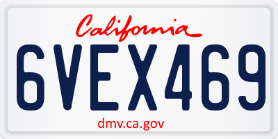 CA license plate 6VEX469