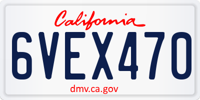 CA license plate 6VEX470