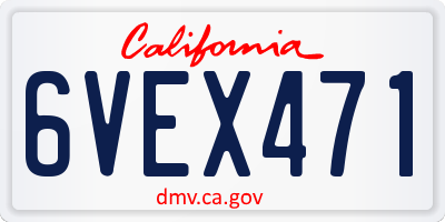 CA license plate 6VEX471
