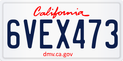 CA license plate 6VEX473