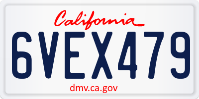 CA license plate 6VEX479