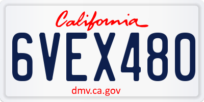 CA license plate 6VEX480