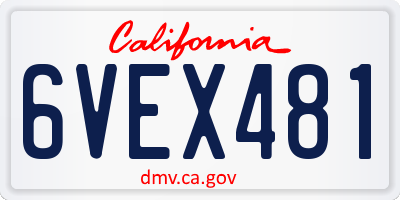 CA license plate 6VEX481