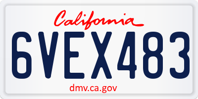 CA license plate 6VEX483