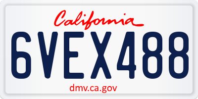 CA license plate 6VEX488