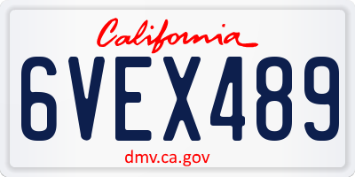 CA license plate 6VEX489