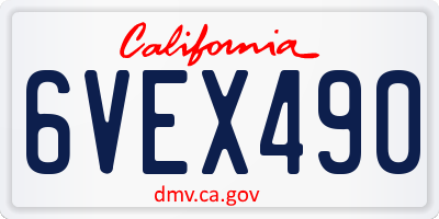 CA license plate 6VEX490