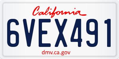 CA license plate 6VEX491