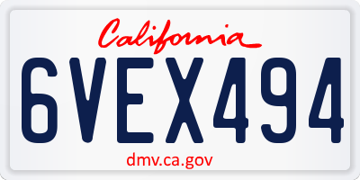CA license plate 6VEX494