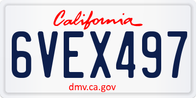 CA license plate 6VEX497
