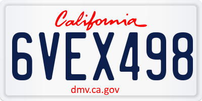 CA license plate 6VEX498