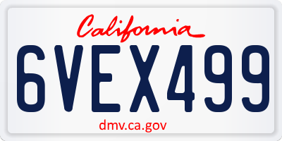 CA license plate 6VEX499