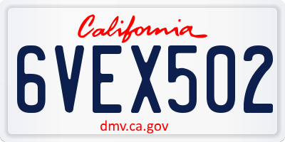 CA license plate 6VEX502