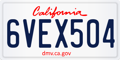 CA license plate 6VEX504