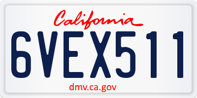 CA license plate 6VEX511