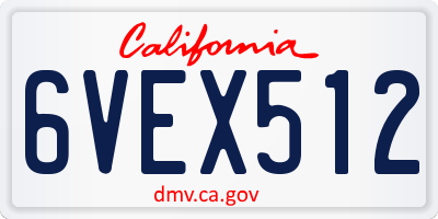 CA license plate 6VEX512