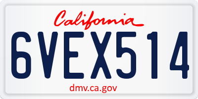 CA license plate 6VEX514