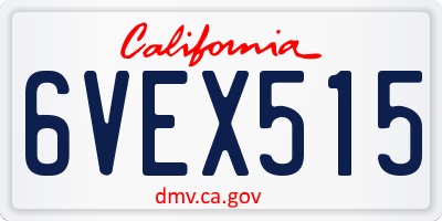 CA license plate 6VEX515