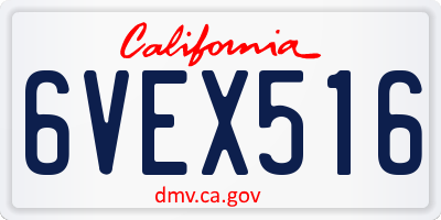 CA license plate 6VEX516